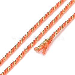 Polycotton Filigree Cord, Braided Rope, with Plastic Reel, for Wall Hanging, Crafts, Gift Wrapping, Coral, 1.2mm, about 27.34 Yards(25m)/Roll(OCOR-E027-02B-03)