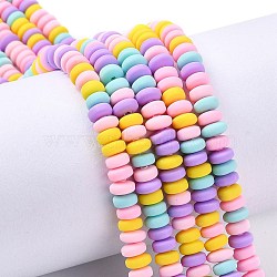 Handmade Polymer Clay Beads Strands, for DIY Jewelry Crafts Supplies, Flat Round, Lilac, 6~7x3mm, Hole: 1.5mm, about 113~116pcs/strand, 15.55 inch~16.14 inch(39.5~41cm)(CLAY-N008-008M)