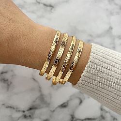 4Pcs 6 Styles Alloy Bangles, Stackable Bangle Set for Women, Light Gold, Diameter: 67~71mm(WG70F83-15)