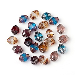 Retro Czech Glass Beads, Antique Bronze & Antique Silver Plated, Faceted, Cathedral Beads, Oval, Mixed Color, 10x8mm, Hole: 1mm, about 120pcs/bag(GLAA-G077-13)