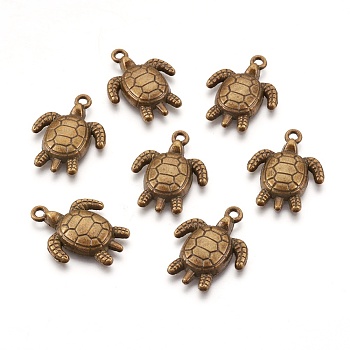 Alloy Pendants, Sea Turtle, Antique Bronze, Lead Free and Cadmium Free, 23.5x18x4mm, Hole: 2mm