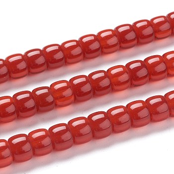 K9 Glass Beads Strands, Imitation Jade Glass Beads, Column, Red, 8~8.5x5.5~6mm, Hole: 1.4mm, about 67pcs/Strand, 15.83 inch(40.2cm)