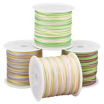 Elite 4 Rolls 4 Colors Segment Dyed Nylon Thread Cord, Rattail Satin Cord, for DIY Jewelry Making, Chinese Knot Making, Mixed Color, 0.8mm, about 54.68 Yards(50m)/Set