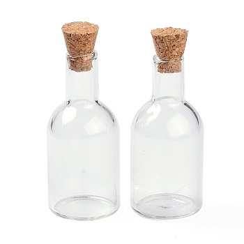 Glass Cork Bottles, Glass Empty Wishing Bottles, Food Play Scene Miniature Model, for DIY Craft Dollhouse Accessories, Clear, 18x47mm