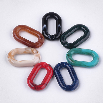 Acrylic Linking Rings, Quick Link Connectors, For Jewelry Chains Making, Imitation Gemstone Style, Oval, Mixed Color, 31.5x19.5x5.5mm, Inner Measure: 19.5x7.5mm