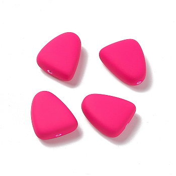 Rubberized Style Acrylic Beads, Triangle, Deep Pink, 23x19.5x9.5mm, Hole: 1.6mm, about 153pcs/500g