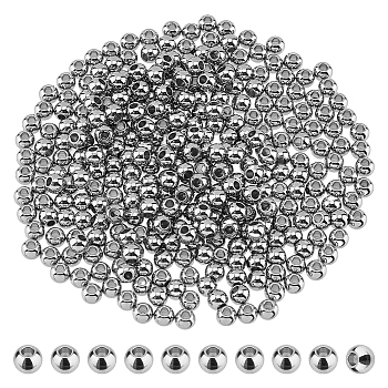 500Pcs 304 Stainless Steel Spacer Beads, Round, Stainless Steel Color, 4x3mm, Hole: 1.5mm