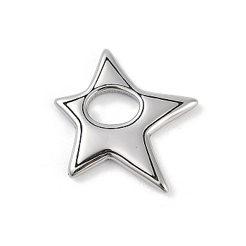 316 Surgical Stainless Steel Pendants, Star Charm, Stainless Steel Color, 19x20x2.5mm, Hole: 4.8x7mm