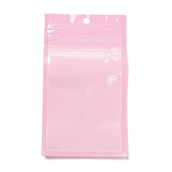 Plastic Packaging Zip Lock Bags, with Clear Window, Top Self Seal Pouches, Rectangle, Pink, 16x9x0.15cm, Unilateral Thickness: 2.5 Mil(0.065mm)