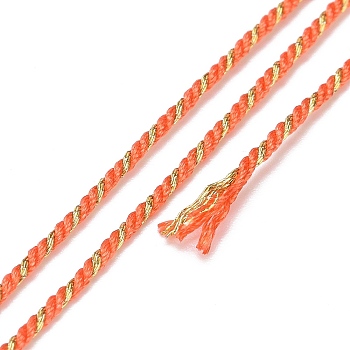 Polycotton Filigree Cord, Braided Rope, with Plastic Reel, for Wall Hanging, Crafts, Gift Wrapping, Coral, 1.2mm, about 27.34 Yards(25m)/Roll