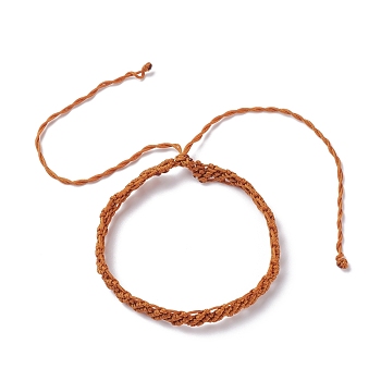 Nylon Thread Braided Cord Bracelet, Lucky Adjustable Bracelet for Women, Chocolate, Inner Diameter: 2~4-3/4 inch(5.1~12.1cm)