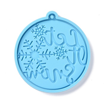 Christmas Ball with Snowflake Pendant Silicone Molds, Resin Casting Molds, for UV Resin, Epoxy Resin Craft Making, Deep Sky Blue, 81x75x7mm, Hole: 3mm