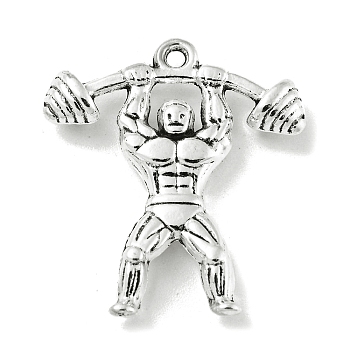 Tibetan Style Alloy Pendants, Athletes Charms, Nickel, Antique Silver, 25x22x4.5mm, Hole: 1.4mm