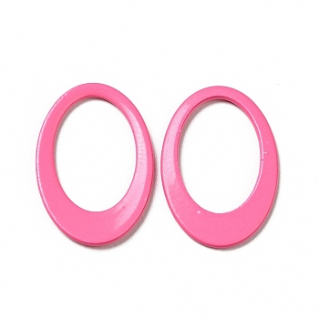 Spray Painted 201 Stainless Steel Linking Rings, Oval, Hot Pink, 18x12x1mm, Inner Diameter: 8.5x13mm