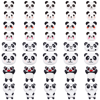PandaHall Elite 48Pcs 6 Style Opaque Resin Cabochons, Panda, White, 17~35x20.5~30.5x5~16mm, 6pcs/style