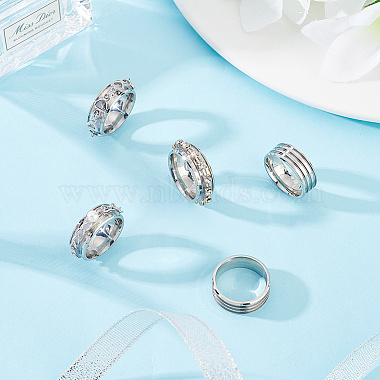 unicraftale 5pcs 304 bague rainurée à rayures en acier inoxydable pour femmes(RJEW-UN0002-30)-3