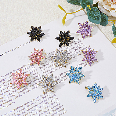5 Pairs 5 Colors 3D Flower Cubic Zirconia Stud Earrings(EJEW-FI0001-76)-5