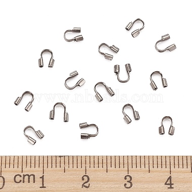 Brass Wire Guardian and Protectors, Silver Color, about 4mm wide, 5mm long,  1mm thick; hole: 0.5mm 