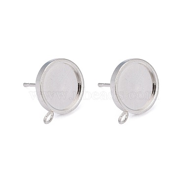 Silver Flat Round Stainless Steel Earring Settings