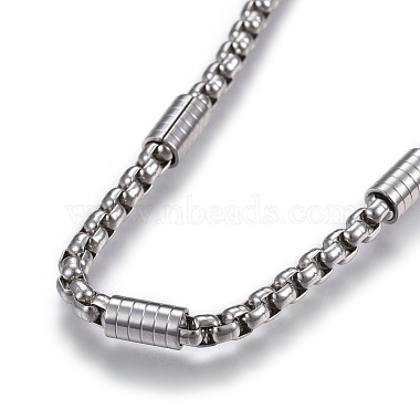 Non-Tarnish 304 Stainless Steel Box Chain Necklaces(NJEW-F242-09P)-2