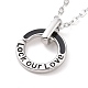 Black Enamel Ring Pendant Necklace(NJEW-G073-05A-P)-1