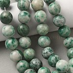 Natural Green Spot Jasper Beads Strands, Round, 14~14.5mm, Hole: 1.4mm, about 28~30pcs/strand, 15.47~16.65''(39.3~42.3cm)(G-F818-A05-14mm)