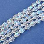Electroplate Glass Bead Strands, AB Color Plated, Faceted, teardrop, Clear AB, 12x8mm, Hole: 1mm, about 58pcs/strand, 28.3 inch(EGLA-E010-8x12mm-AB01)