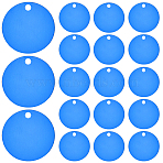 25Pcs Aluminum Pendants, Stamping Blank Tag, Flat Round, Blue, 34x1mm, Hole: 4mm(FIND-SP0002-68B-01)