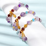 Raw Rough Natural Amethyst Charm Beaded Stretch Bracelets for Women, with Plastic Beads, Inner Diameter: 2.01~2.44 inch(5.1~6.2cm)(GG-CBA2C9C-08)