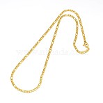 PVD Vacuum Plating 304 Stainless Steel Figaro Chain Necklace Making, Real 18K Gold Plated, 17.91 inch(45.5cm), 3mm(STAS-A028-N022G)