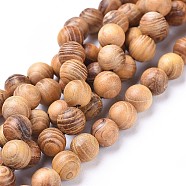 Natural Wood Beads Strands, Round, BurlyWood, 4mm, Hole: 1mm, about 98pcs/strand, 15.5 inch(39.5cm)(X-WOOD-F008-05-A)