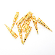 Iron Filigree Bead Caps, Cone, Golden, 41.5x7.5mm, Hole: 1.2mm, Inner Size: 7.5mm, 27pcs/bag(IFIN-TAC0002-13G)