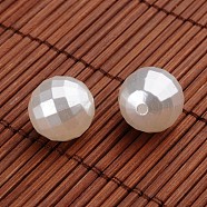 Faceted Round Acrylic Imitation Pearl Beads, White, 16mm, Hole: 2mm, about 200pcs/500g(OACR-O002-2681)