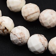 Faceted Round Natural Magnesite Beads Strands, White, 10mm, Hole: 1mm, about 40pcs/strand, 16.1 inch(G-O111-02-10mm)