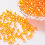 Eco-Friendly Transparent Acrylic Beads, Round, AB Color, Orange, 8mm, Hole: 1.5mm, about 200pcs/50g(X-PL734-14)
