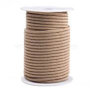 Braided Polyester Cords, Tan, 4mm, about 21.87 yards(20m)/roll(OCOR-S109-4mm-08)