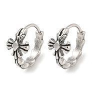 316 Surgical Stainless Steel Hoop Earrings, Antique Silver, Cross, 13.5x7.5mm(EJEW-D096-13O-AS)