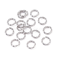 304 Stainless Steel Jump Rings, Open Jump Rings, Twisted, Stainless Steel Color, 8x1.2mm, Inner Diameter: 5.5~6mm(STAS-F191-12P-B)