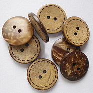 Round 2-Hole Buttons, Coconut Button, BurlyWood, about 20mm in diameter(NNA0Z1W)