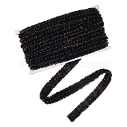 7M Polyester Ribbon, with Plastic Pearl Round Beads, Garment Accessories, Black, 3/4 inch(20~21mm), 1~6mm thick about 7.66 Yards(7m)/Card(OCOR-WH0091-10B)