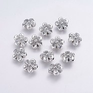 CCB Plastic Beads, Flower, Antique Silver, 15x15.5x8mm, Hole: 2mm(CCB-G006-009AS)