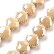 Handmade Porcelain Beads, Shell Shape, PeachPuff, 10x12x6.5mm, Hole: 2mm, about 35pcs/strand, 13.19''(33.5cm)(PORC-Q002-01G)