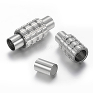 Column 304 Stainless Steel Magnetic Clasps with Glue-in Ends, Stainless Steel Color, 22x9mm, Hole: 5mm(STAS-E108-42P)
