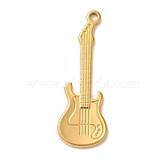 Ion Plating(IP) 304 Stainless Steel Pendants, Guitar Charm, Real 18K Gold Plated, 41.5x14.5x1.5mm, Hole: 2mm(STAS-C110-10G)