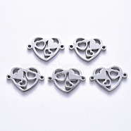 201 Stainless Steel Links Connectors, Laser Cut, Heart, for Valentine's Day Jewelry Making, Stainless Steel Color, 12x18.5x1.5mm, Hole: 1.2mm(STAS-S114-05)