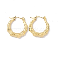 Ion Plating(IP) 304 Stainless Steel Bamboo Chunky Hoop Earrings for Women, Golden, 21x19.5x4mm, Pin: 0.6mm(EJEW-I267-07G)