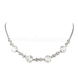 304 Stainless Steel Bib Necklaces for Women, with Cube Brass & Alloy Beads, Stainless Steel Color, 15.35 inch(390mm)(NJEW-TA00137)