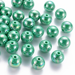 Opaque Acrylic Beads, AB Color Plated, Round, Green, 16x15mm, Hole: 2.8mm, about 220pcs/500g(MACR-S370-D16mm-24)