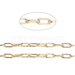 3.28 Feet Ion Plating(IP) 304 Stainless Steel Paperclip Chains, Soldered, Golden, 3x1~1.3x0.3mm(X-CHS-F010-01A-G)