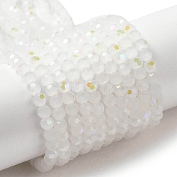 Imitation Jade Glass Beads Strands, Faceted, Round, White, 4mm, Hole: 0.8mm, about 93~95pcs/strand, 14.37~14.49''(36.5~36.8cm)(EGLA-A035-J4mm-L05)